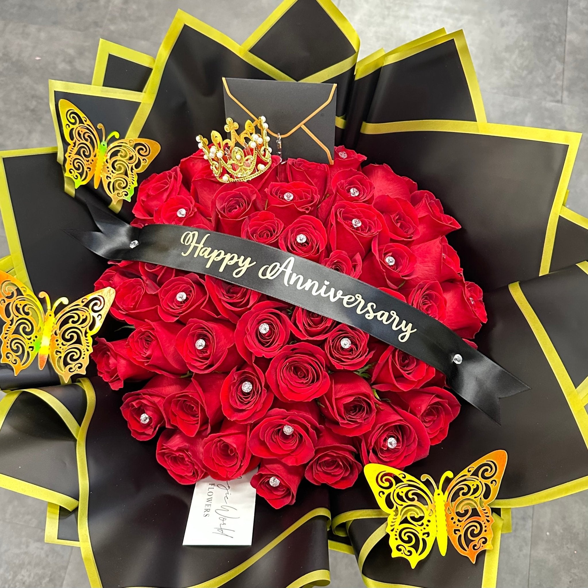 Luxury Happy Anniversary Boxed Card Hearts And Flowers