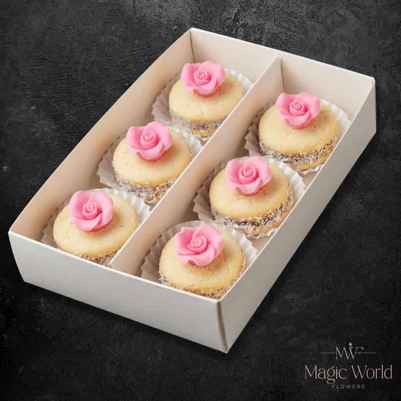 Argentine Alfajores Box | Pink Rose — 6 Units - Magic World Flowers