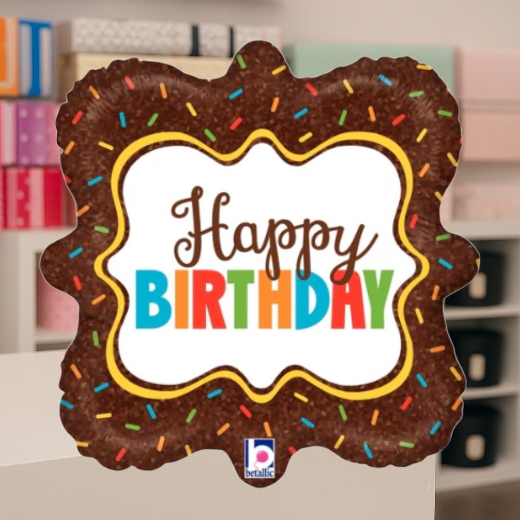 Chocolate Sprinkle Happy Birthday – Helium Balloon - Magic World Flowers