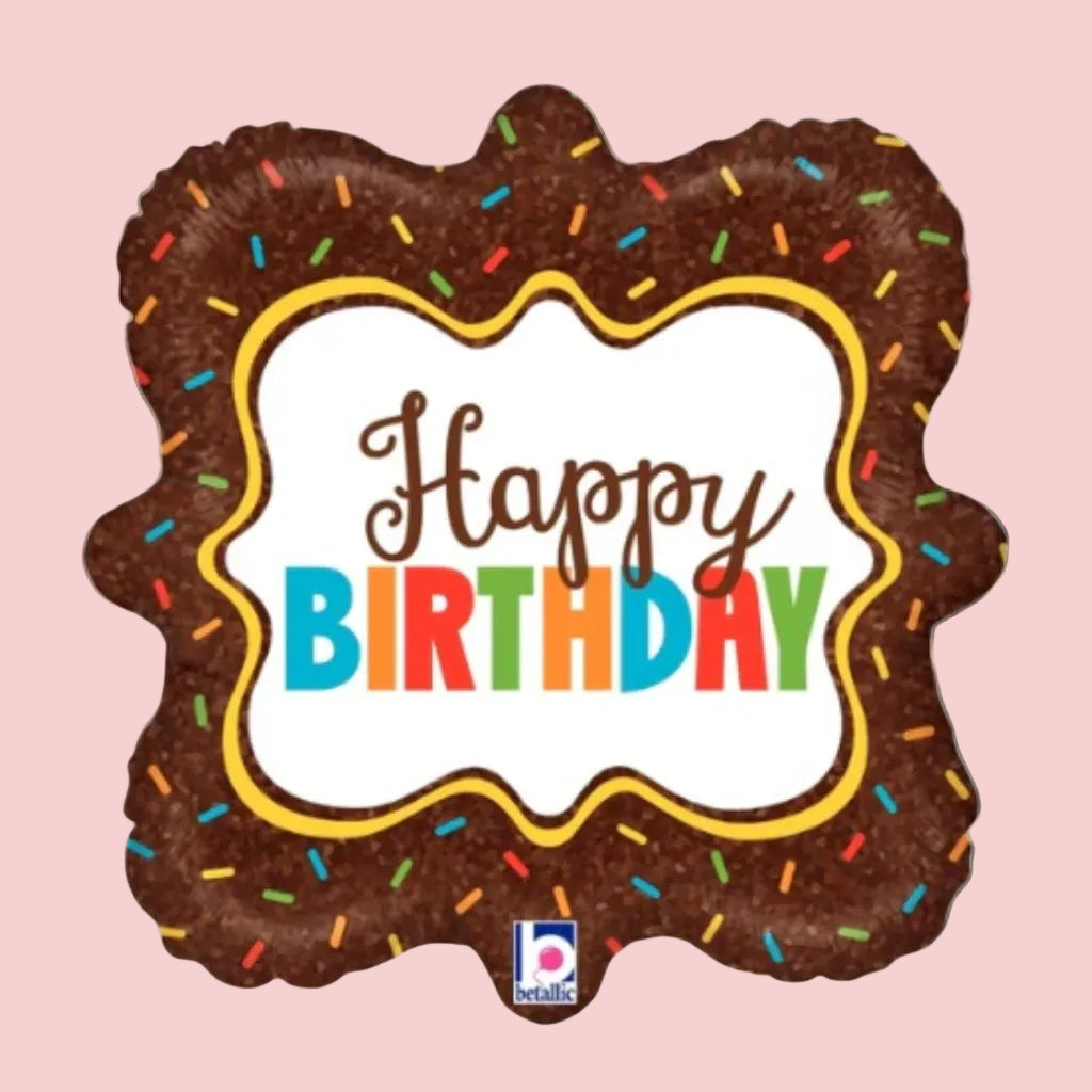 Chocolate Sprinkle Happy Birthday – Helium Balloon - Magic World Flowers