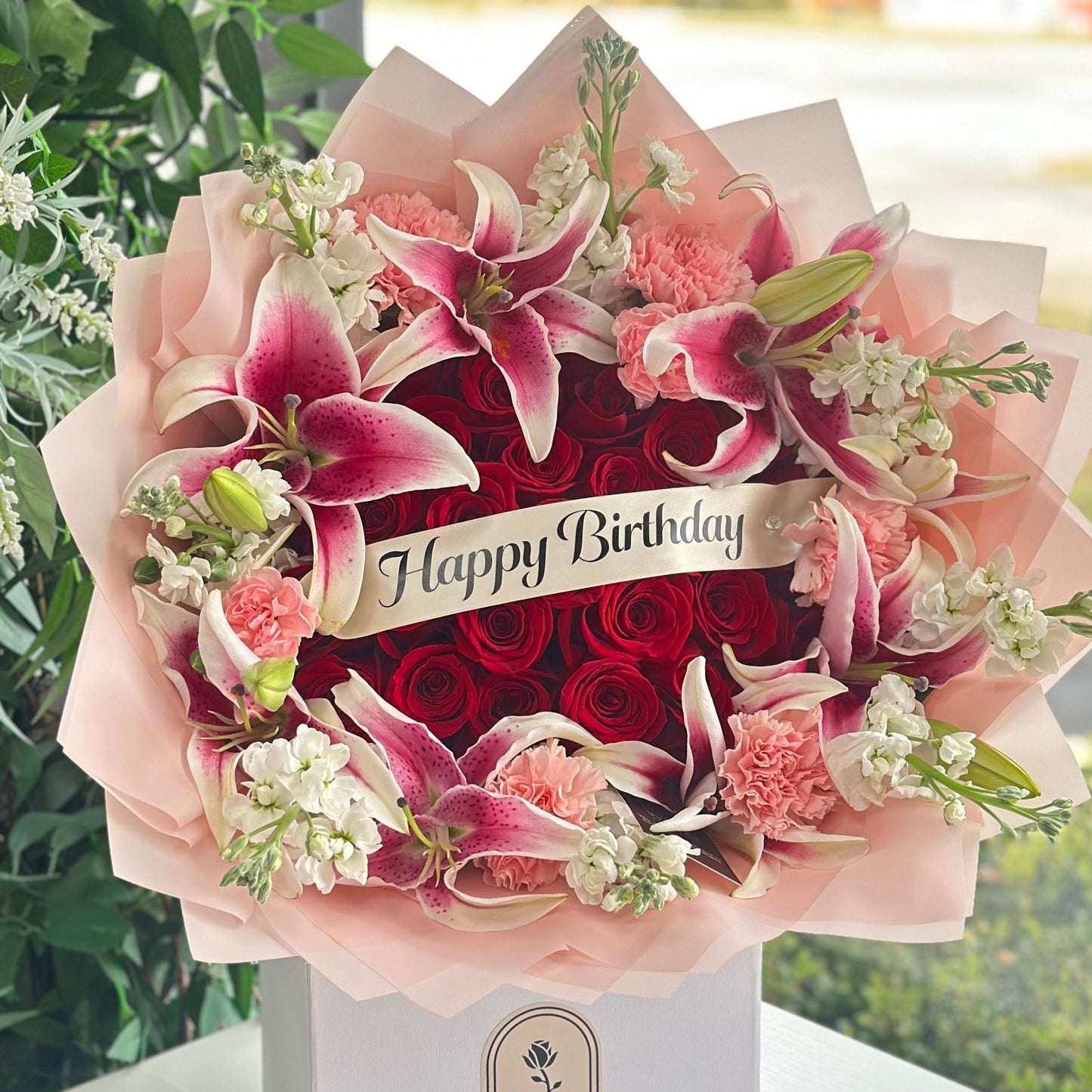 Custom Banner Red Roses & Lilys - Best Seller - Magic World Flowers