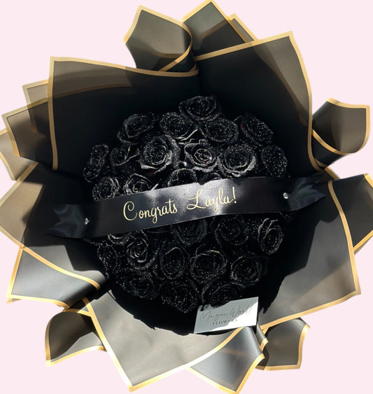Custom Glitter Roses – Graduation Flowers - Magic World Flowers