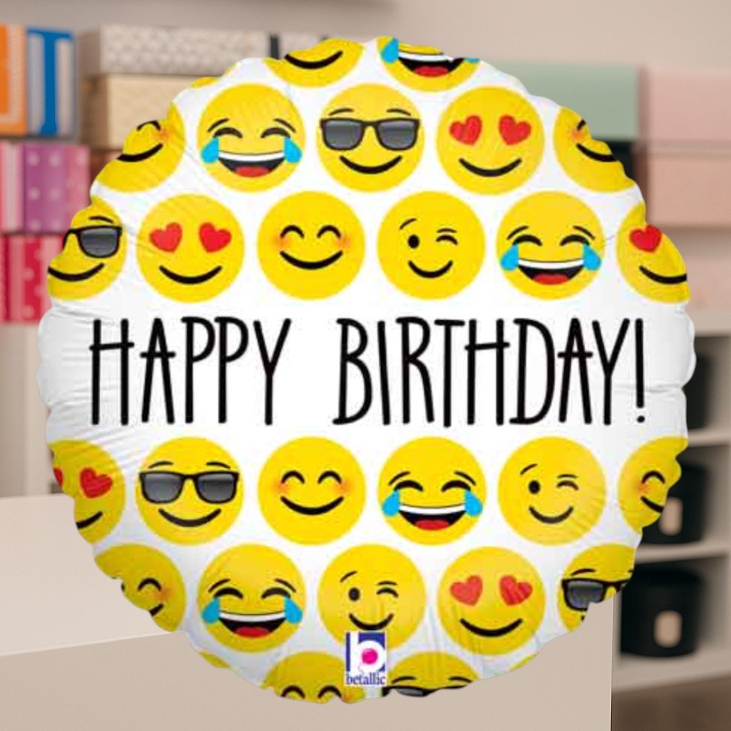 Emoji Happy Birthday – Helium Balloon - Magic World Flowers
