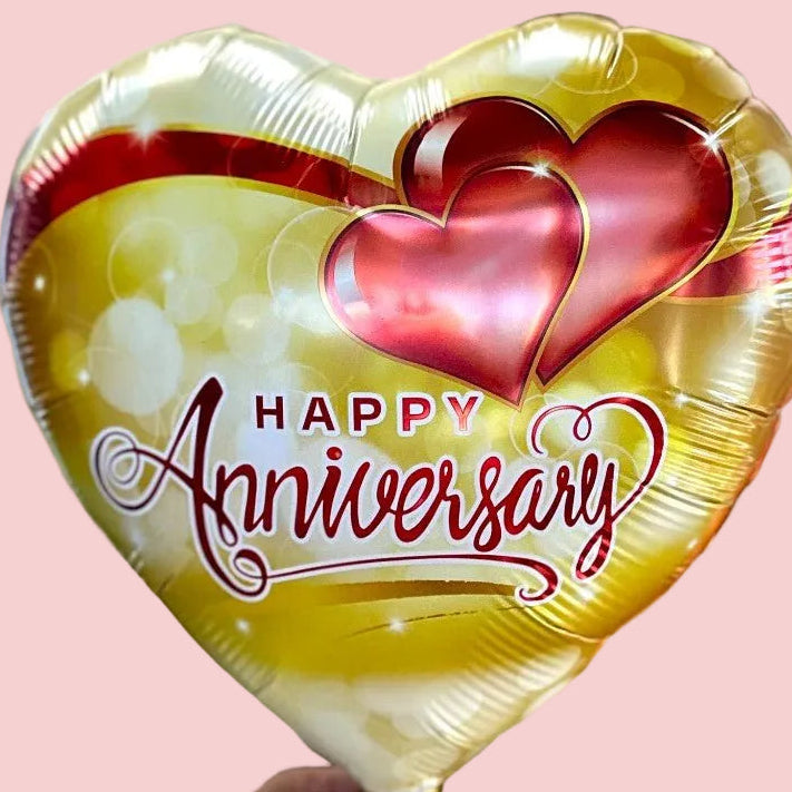 Happy Anniversary Red & Gold – Helium Balloon - Magic World Flowers
