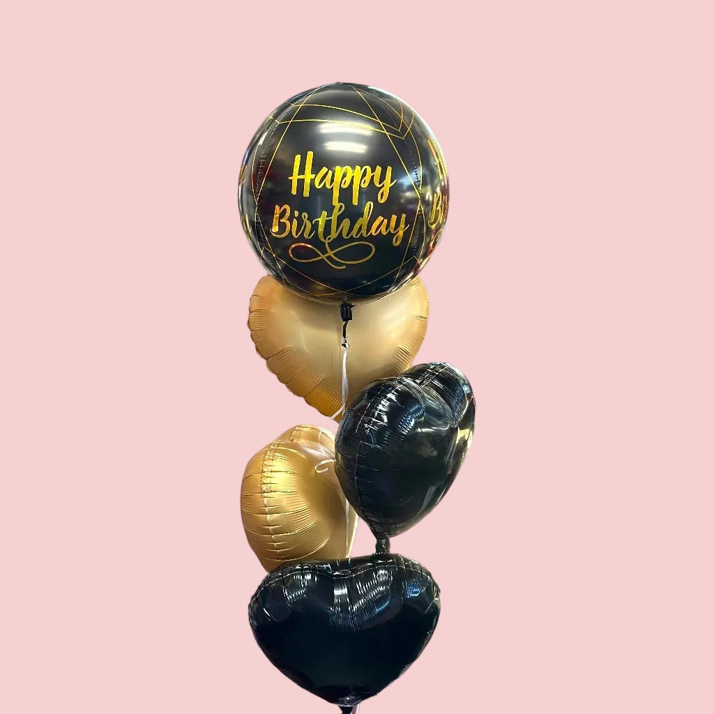Happy Birthday Black Bubble - Balloon Bouquet - Magic World Flowers