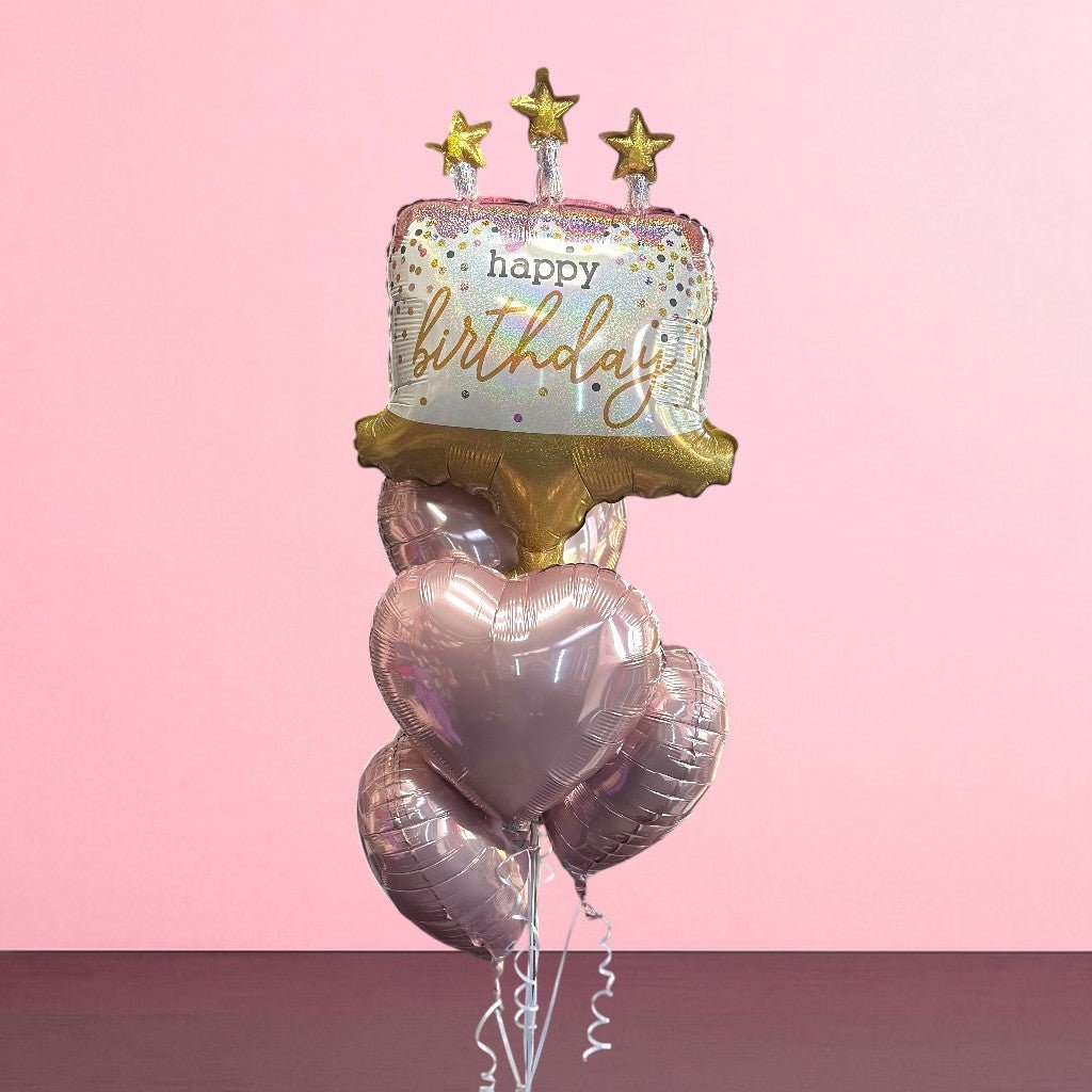 Happy Birthday Pink Cake - Balloon Bouquet - Magic World Flowers