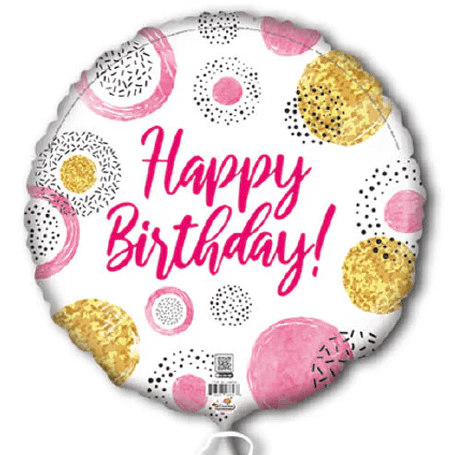 Happy Birthday Pink Dots – Helium Balloon - Magic World Flowers