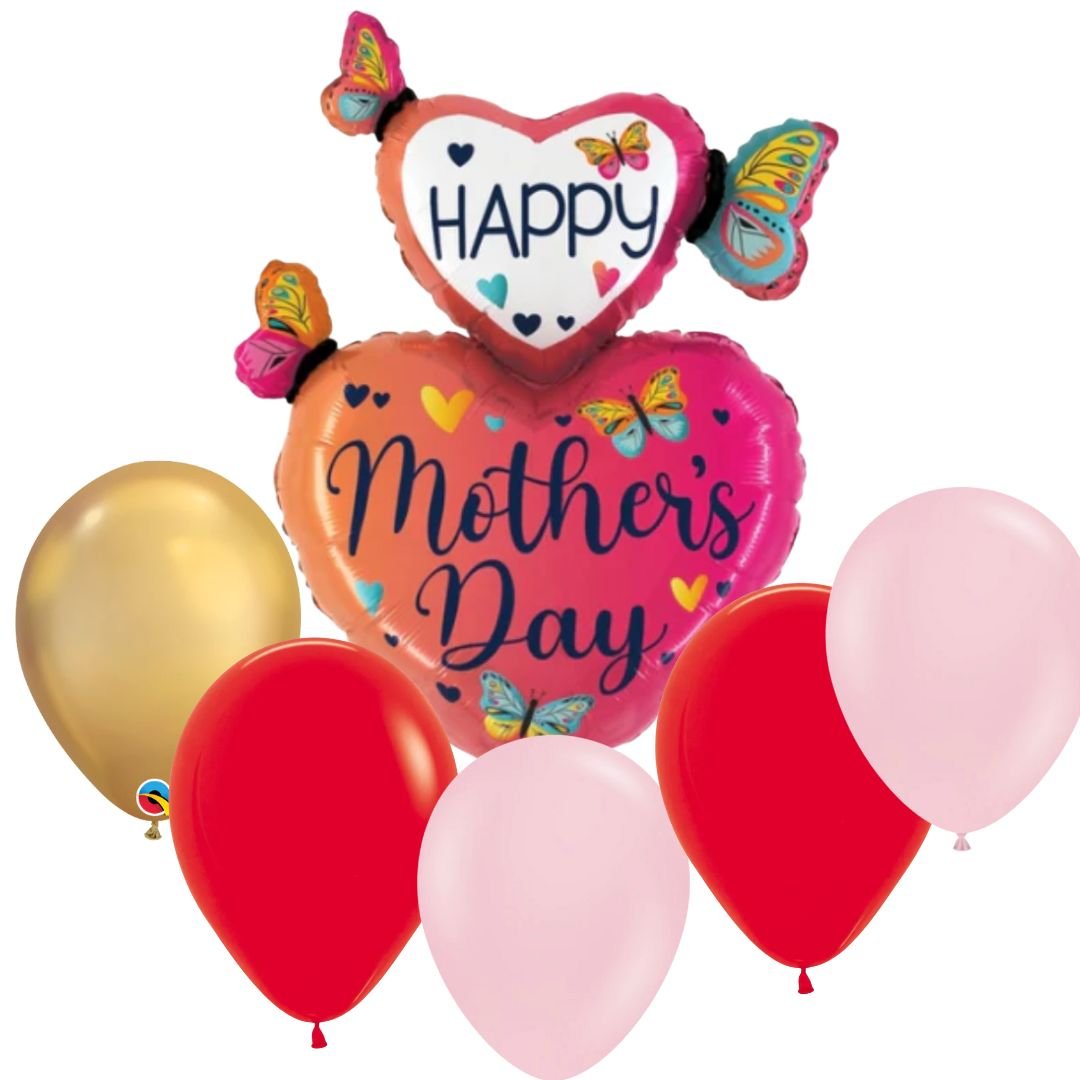 Happy Mother's Day Hearts and Butterflies Balloon Bouquet - Magic World Flowers