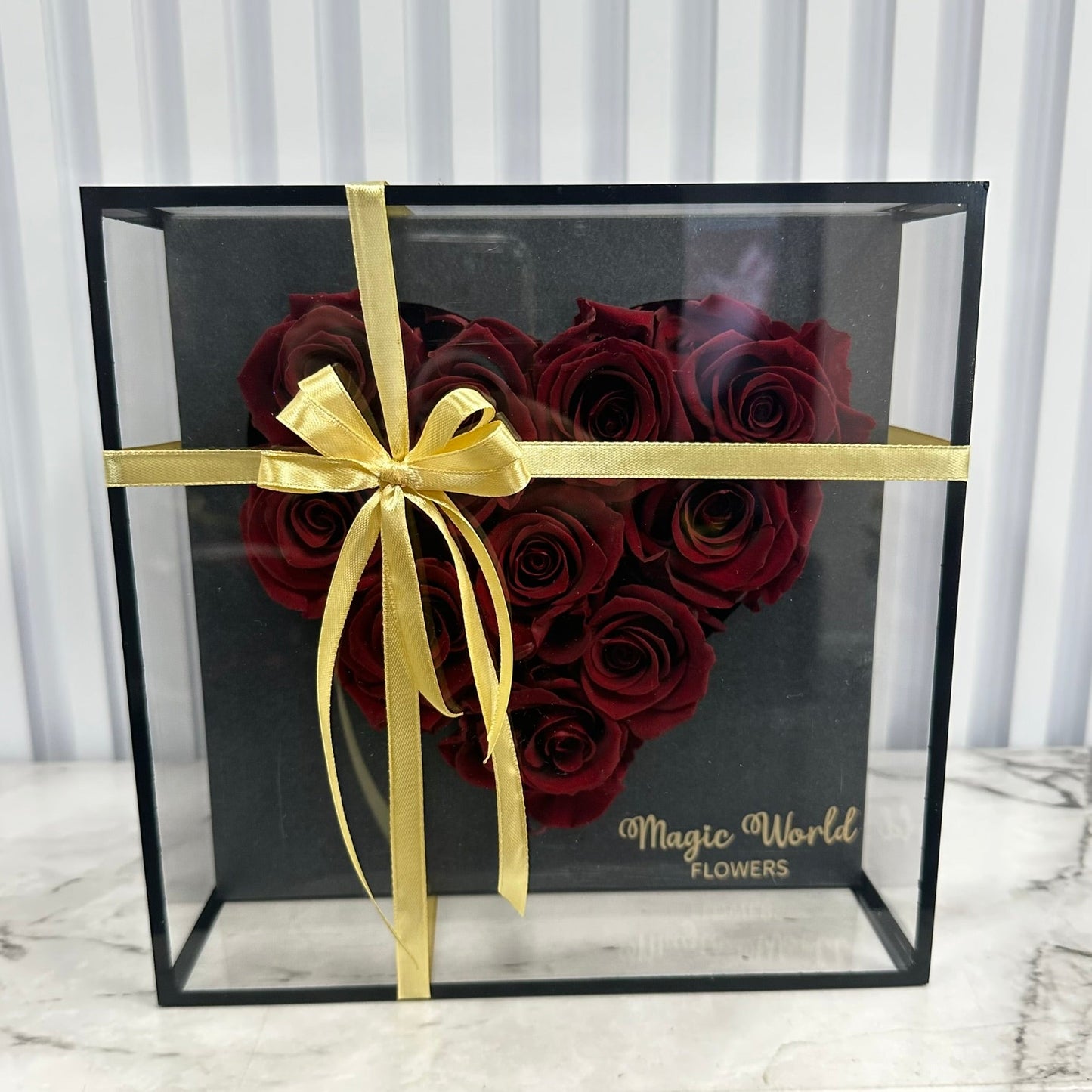 Heart of Roses in Acrylic Box - Preserved Roses - Magic World Flowers