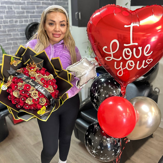 I Love You Arrow Balloon Bouquet - Magic World Flowers