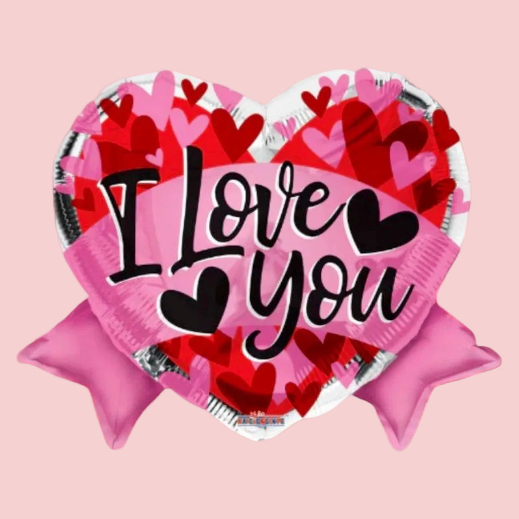 I Love You Hearts Pink and Red – Helium Balloon - Magic World Flowers