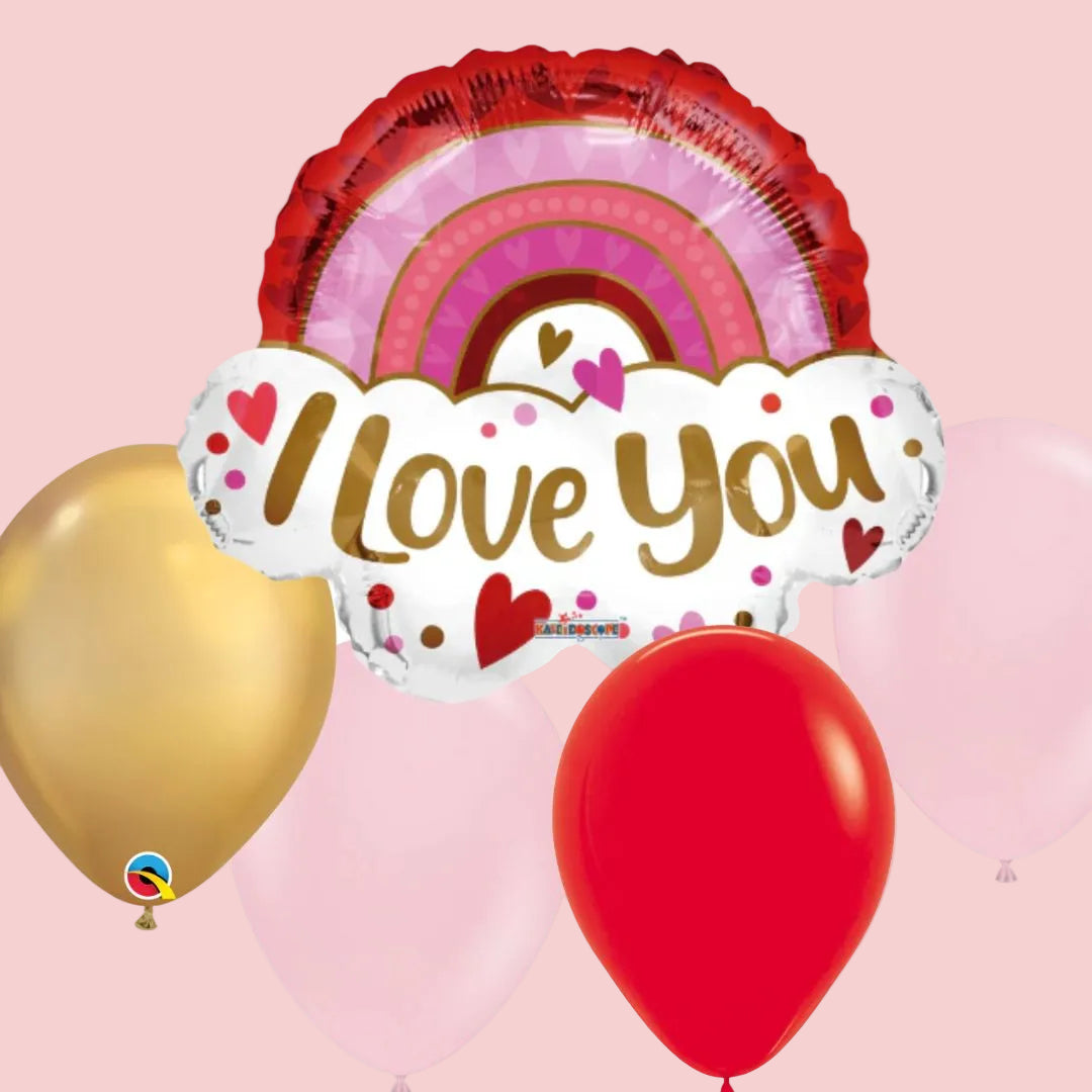 I Love You Rainbow Balloon Bouquet - Magic World Flowers