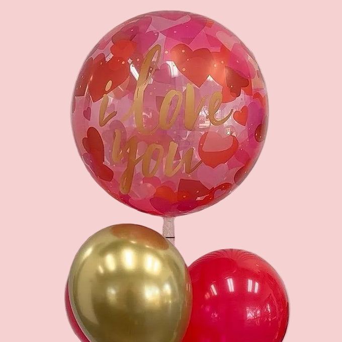 I love You Red Bubble - Balloon Bouquet - Magic World Flowers