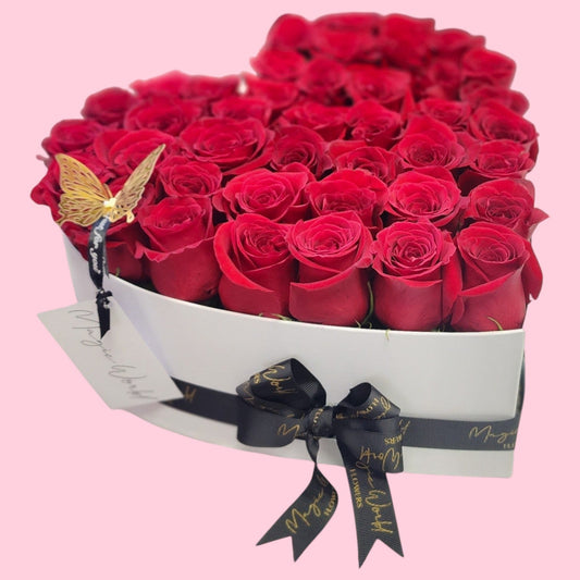 Love Heart Box - Red Roses - Magic World Flowers