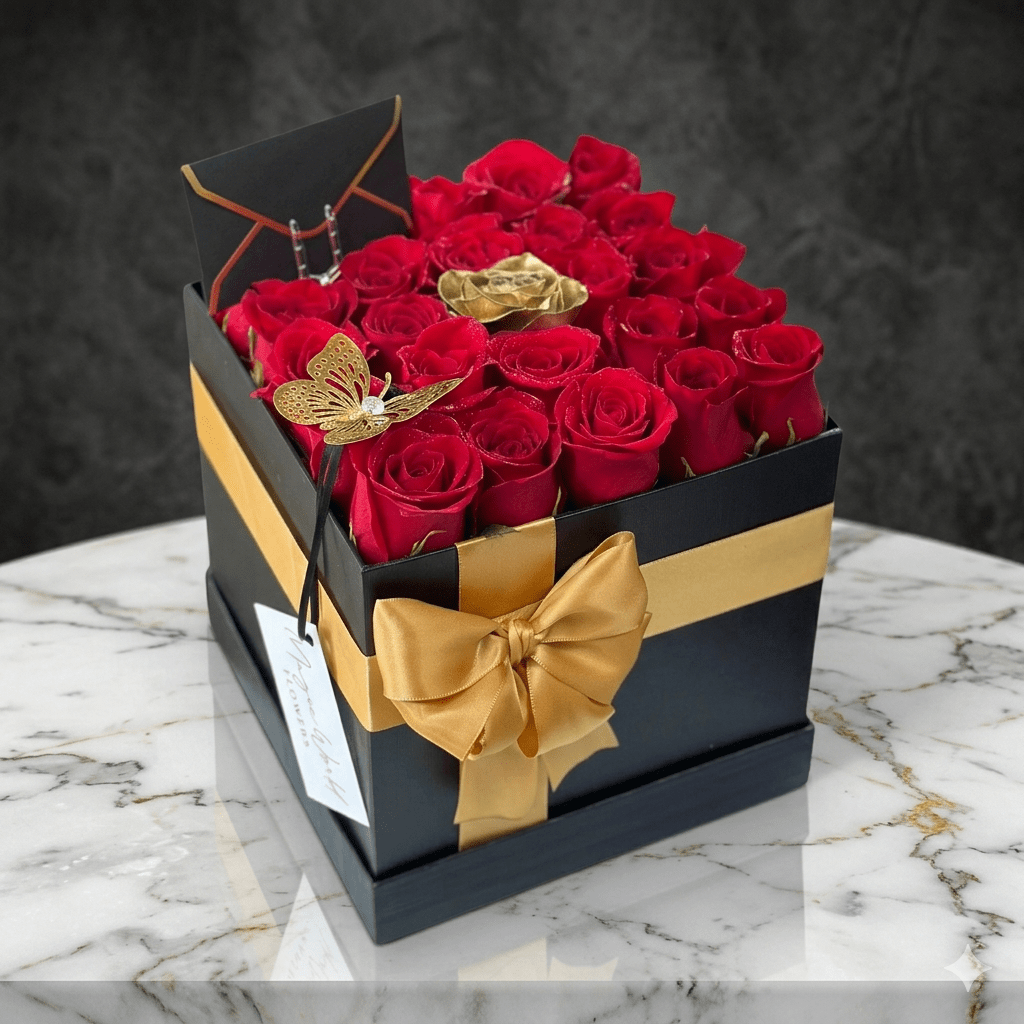 Luxury Bloom Box - Black Cube - Magic World Flowers