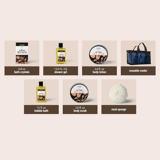 Men’s Spa Essentials Gift Set – Small Reusable Cooler - Magic World Flowers