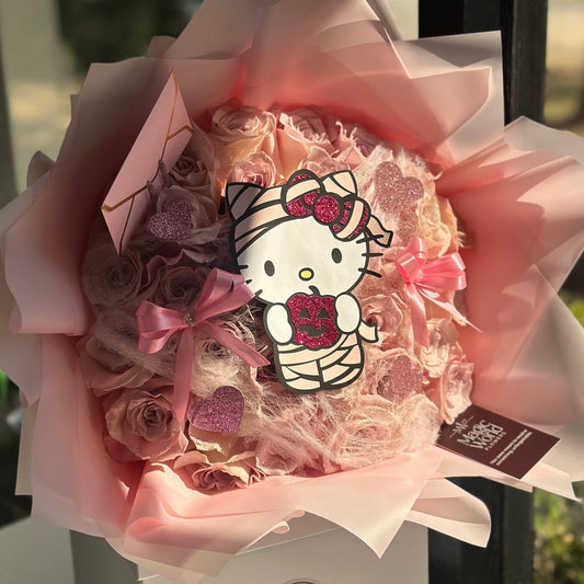 Mummy Kitty Blush Bouquet - Halloween Ramo Buchon - Magic World Flowers