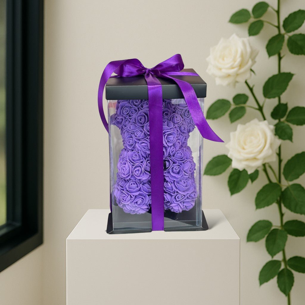 Purple - Artificial Roses Bear - Magic World Flowers