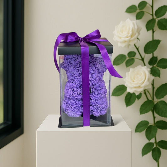 Purple - Artificial Roses Bear - Magic World Flowers