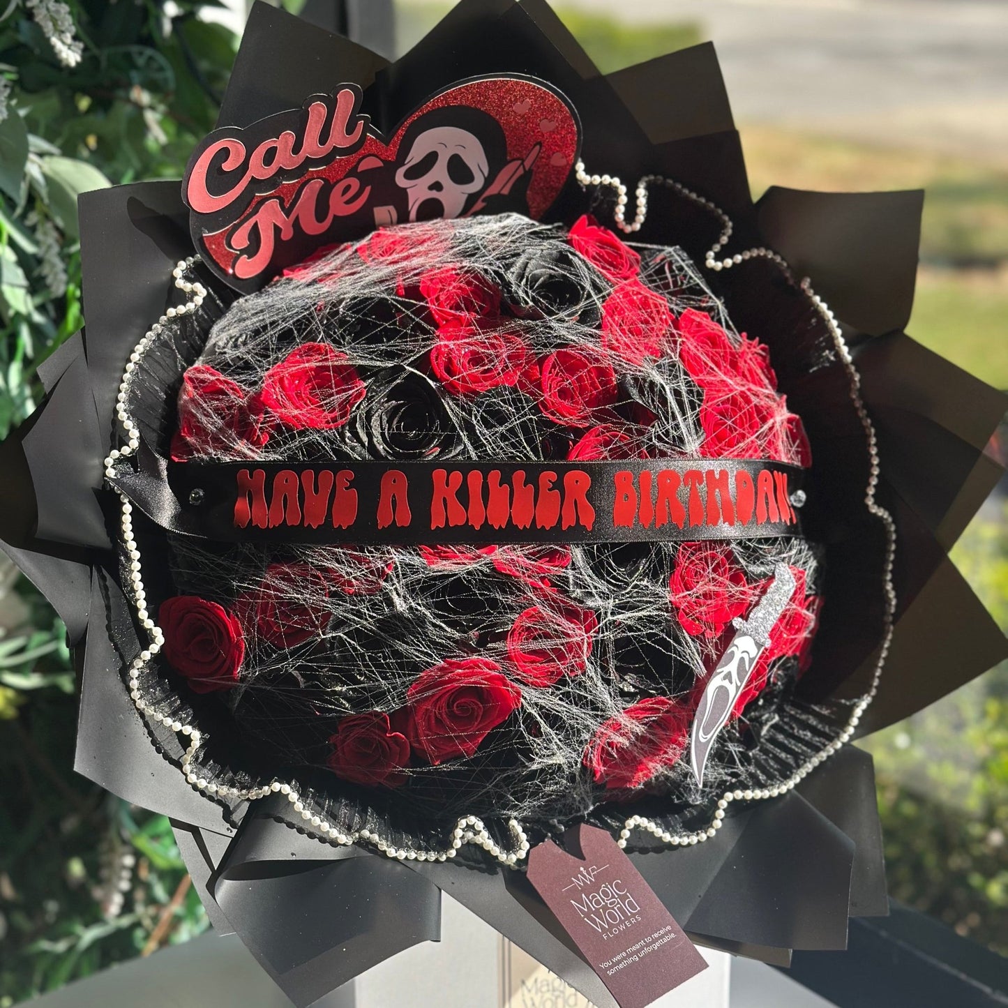 Scream face and banner - Halloween Ramo Buchon - Magic World Flowers