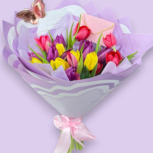 Tulips Hand Bouquet - Magic World Flowers