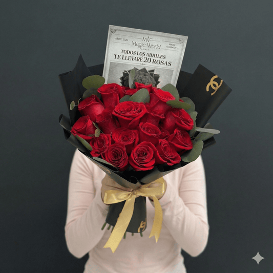 20 Rosas de Abril | Todos los Abriles Te Llevaré 20 Rosas - Magic World Flowers