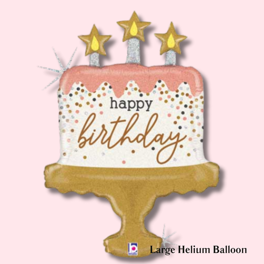 Happy Birthday Pink Cake - Helium Balloon