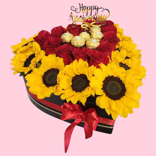 Premium Sweet Heart Box - Sunflower Style