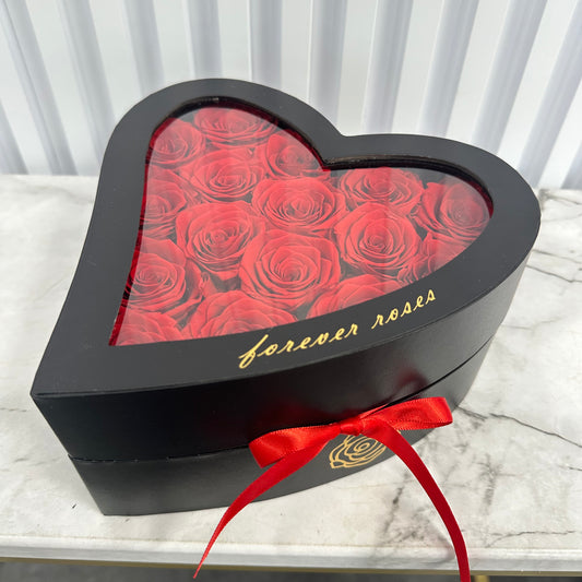 Heart of Red Roses in Box - Preserved Roses