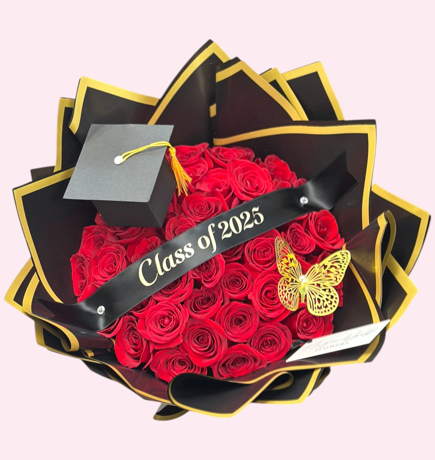 36 Red Roses with Banner – Graduation Flowers - Magic World Flowers