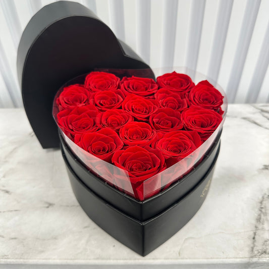 Heart of Red Roses in Small Box- Preserved Roses