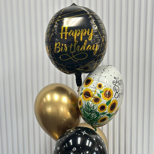 Happy Birthday Black Bubble - Balloon Bouquet