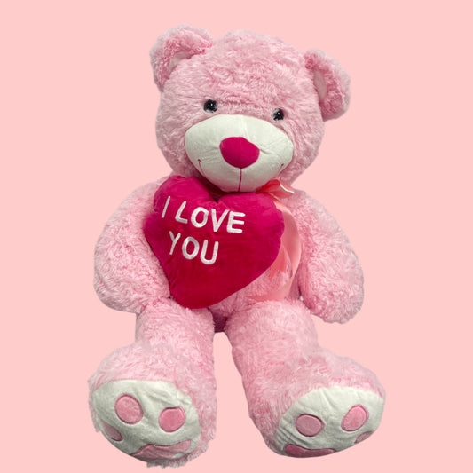 Pink Teddy Bear - I love you - Medium