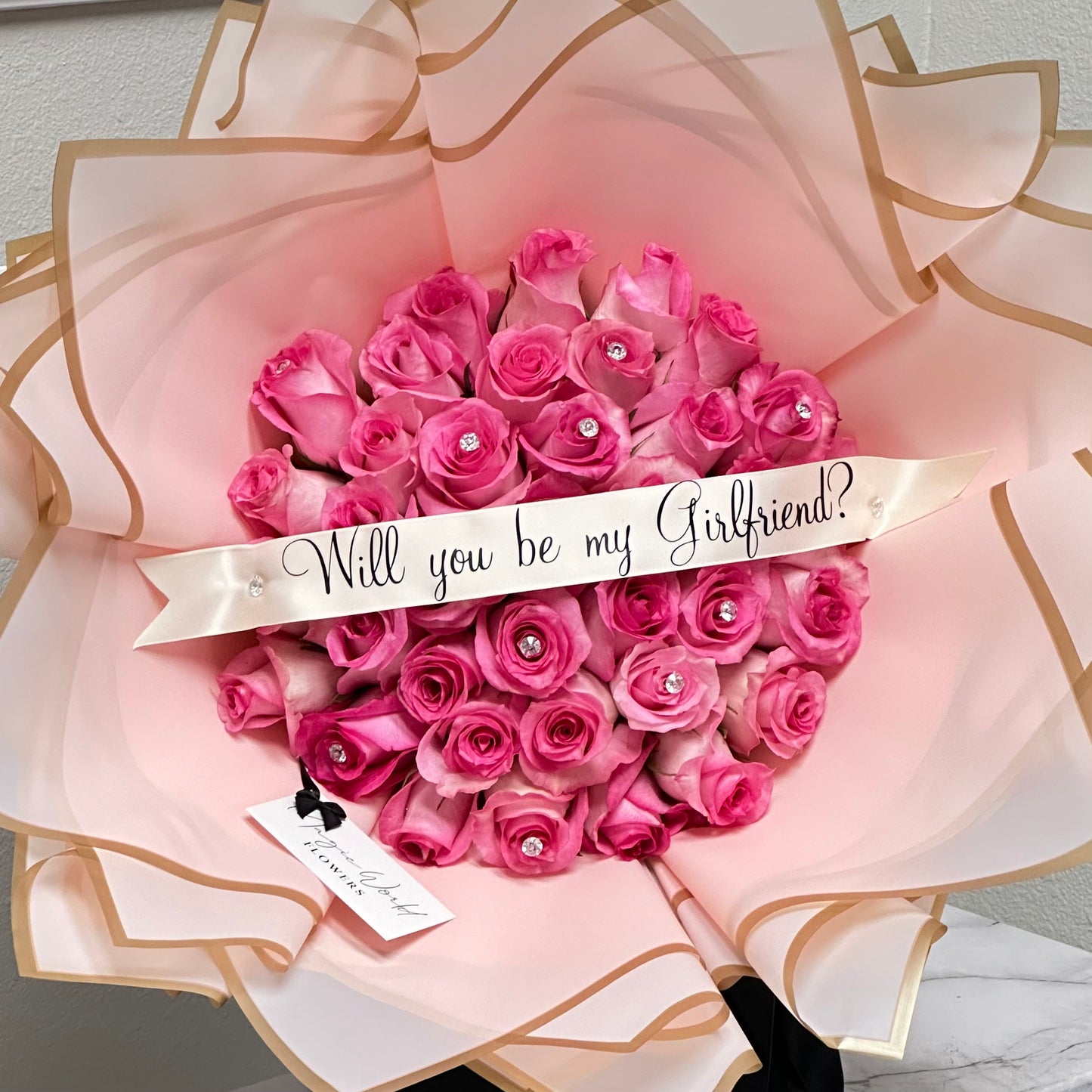 Deluxe Hand Bouquet of Pink Roses