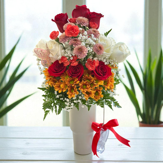 Autumn Flombler (Flowers in a Tumbler) -  Cream Tumbler
