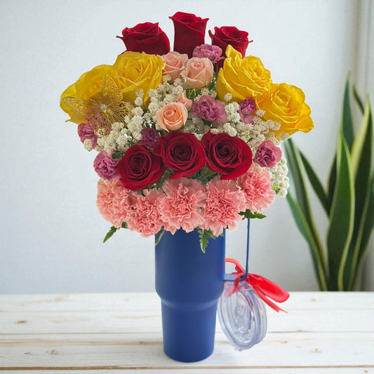 Flombler (Flowers in a Tumbler) - Blue Tumbler