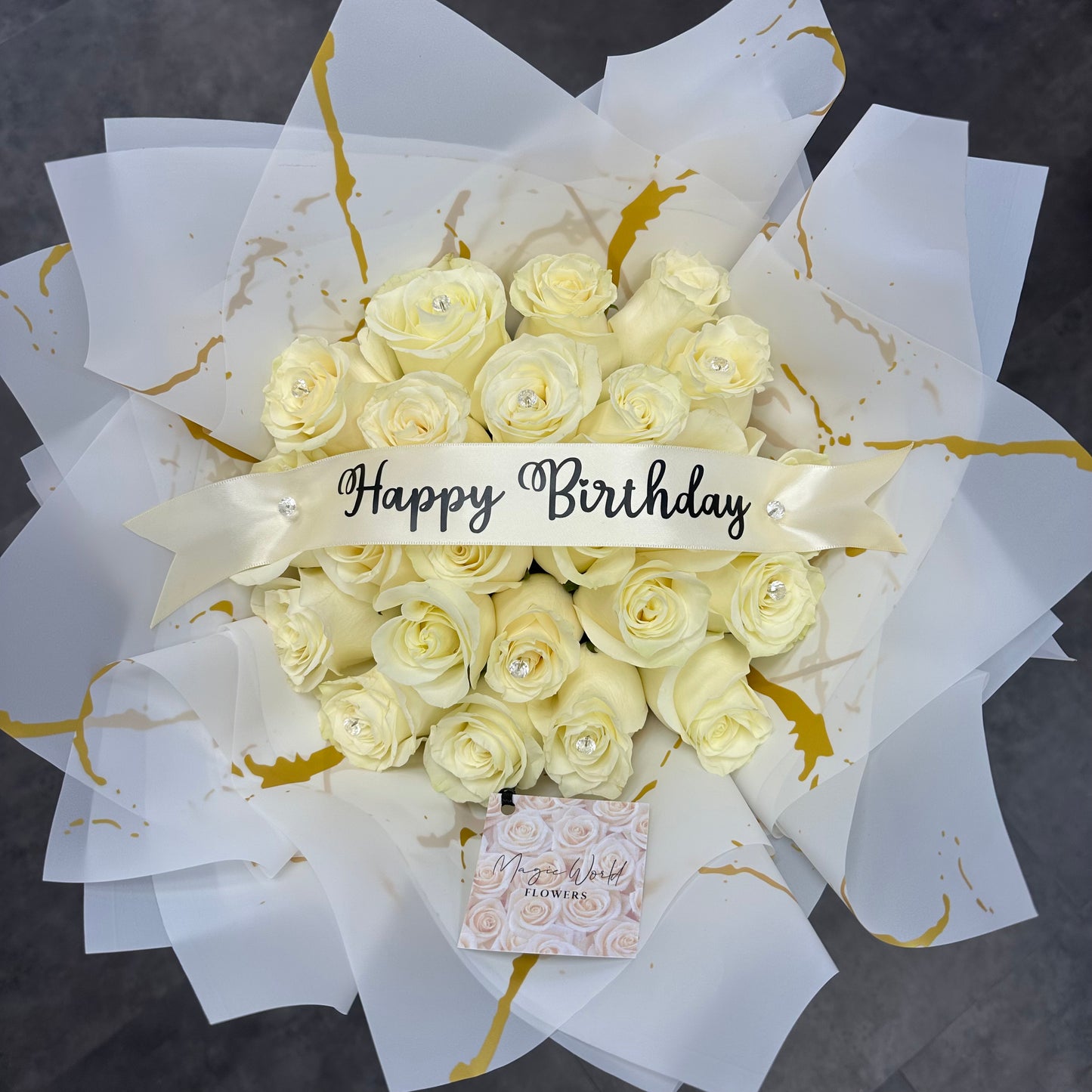 Deluxe Hand Bouquet of White Roses