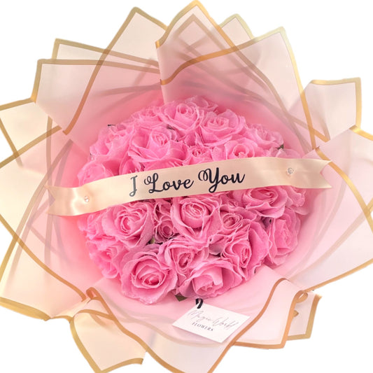 Artificial Glitter Pink Roses Bouquet