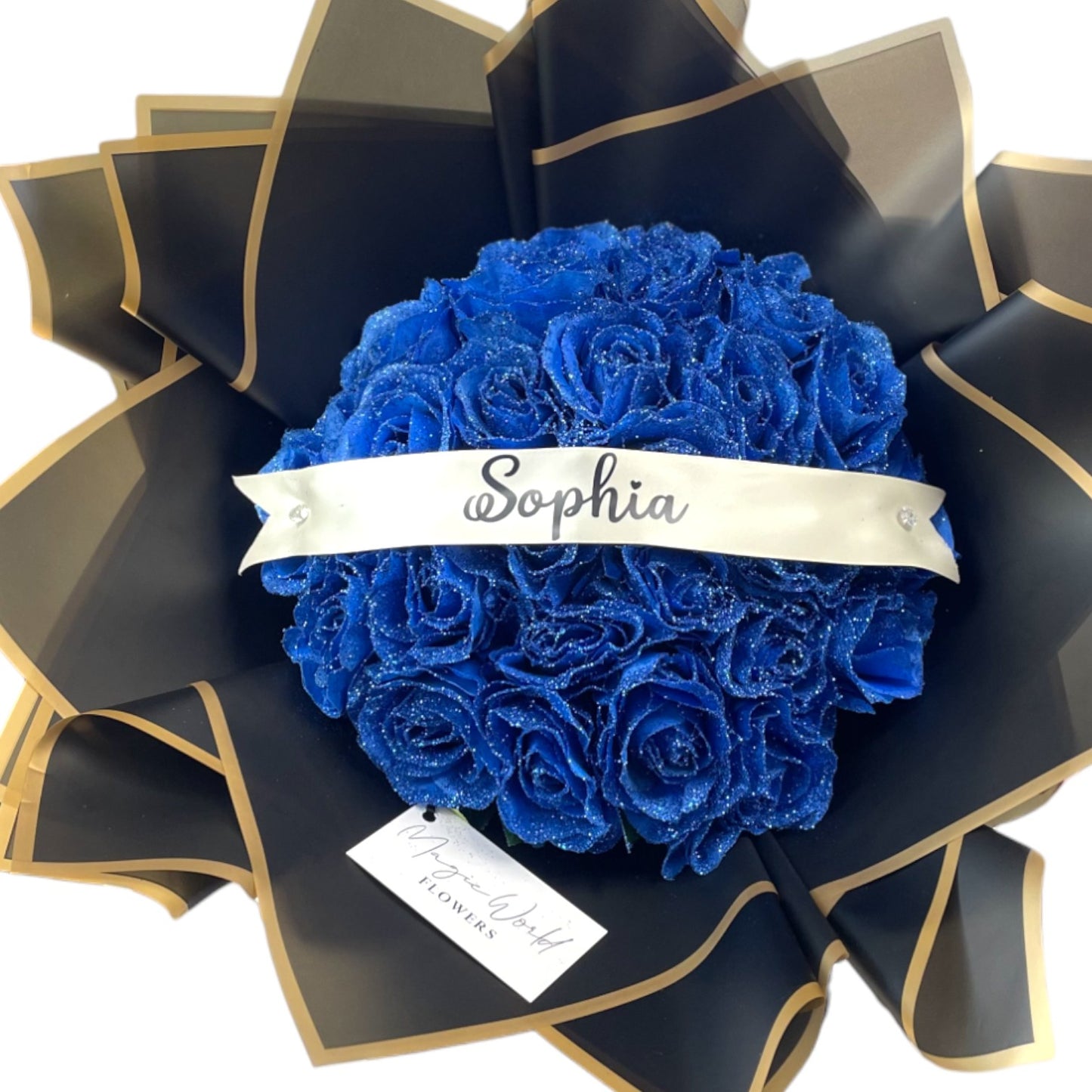 Artificial Glitter Blue Roses Bouquet