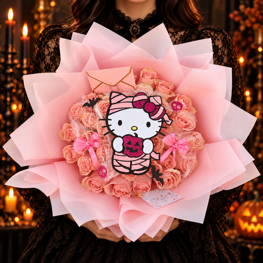 Mummy Kitty Blush Bouquet - Halloween Ramo Buchon
