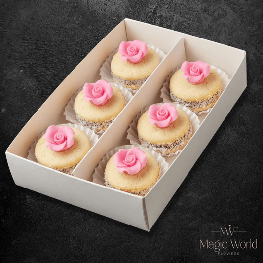 Argentine Alfajores Box | Pink Rose — 6 Units - Magic World Flowers