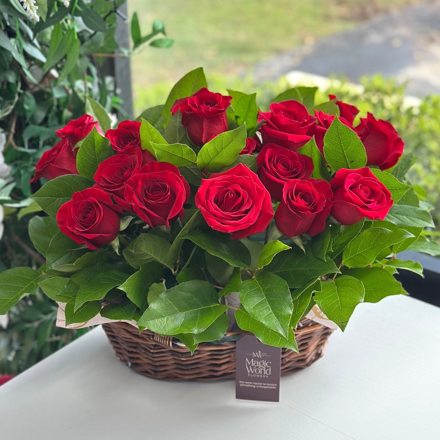 Basket of Roses - Basket - Magic World Flowers