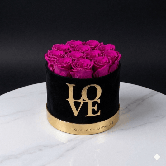 Black Love Box - Purple Preserved Roses - Magic World Flowers