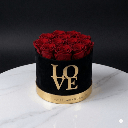 Black Love Box - Red Preserved Roses - Magic World Flowers