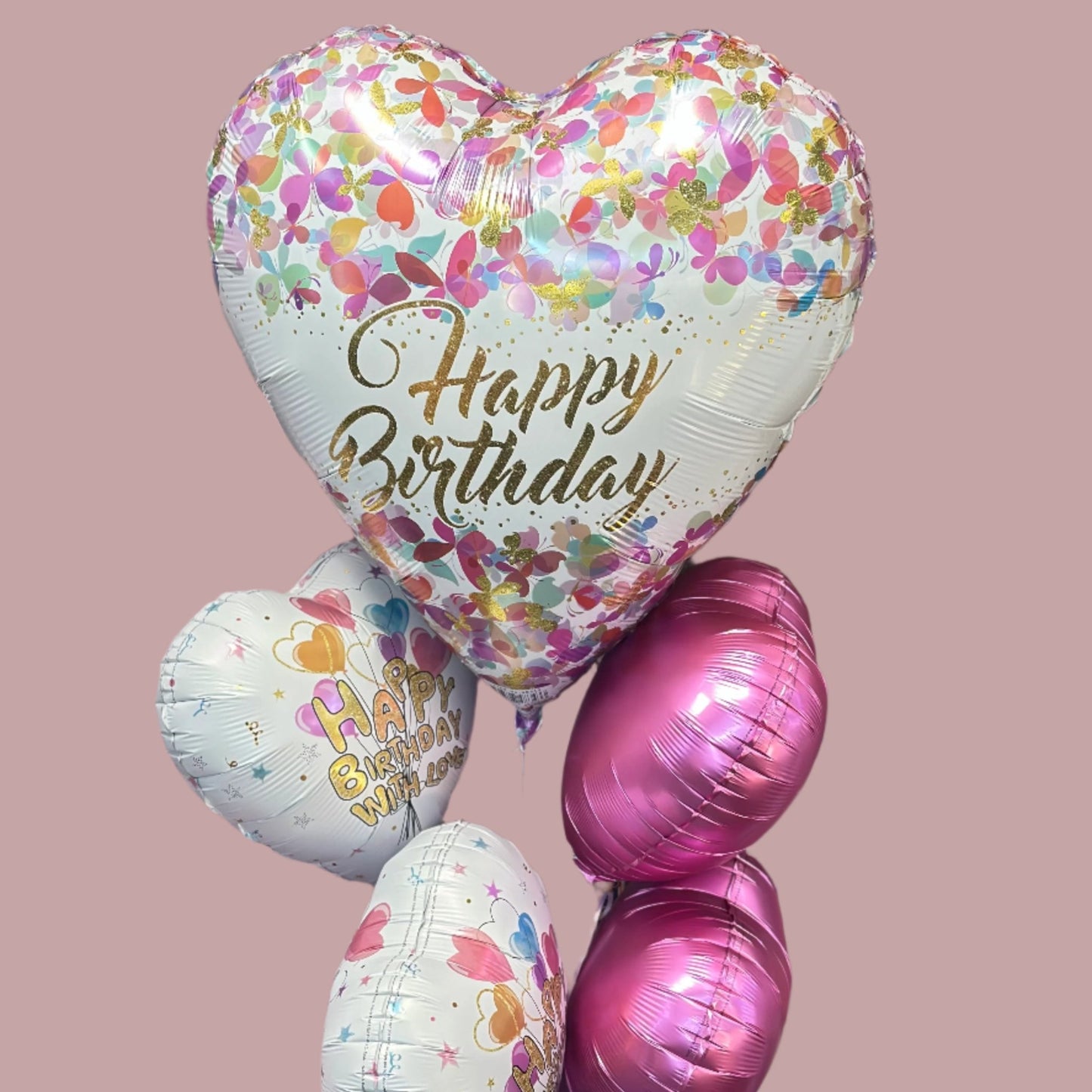 Butterfly Confetti Happy Birthday Balloon Bouquet - Magic World Flowers