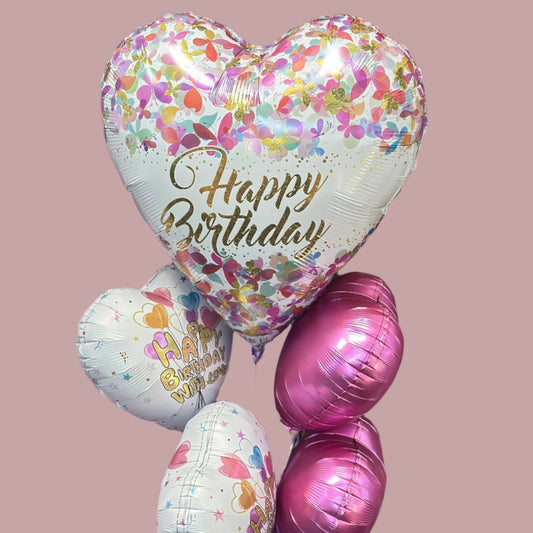 Butterfly Confetti Happy Birthday Balloon Bouquet - Magic World Flowers