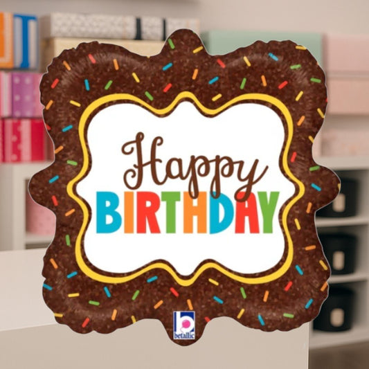 Chocolate Sprinkle Happy Birthday – Helium Balloon - Magic World Flowers
