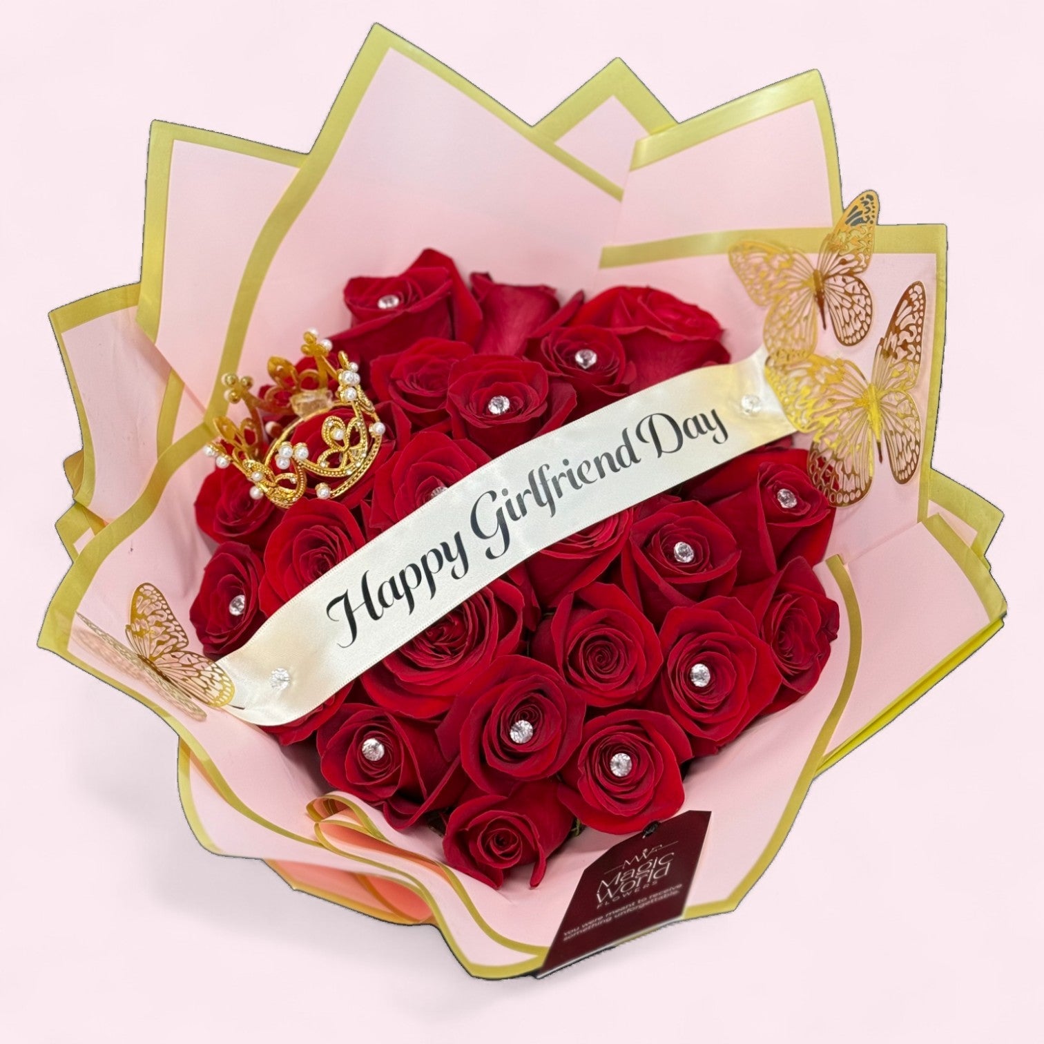 Crowned in Love Bouquet - National Girlfriend Day - Magic World Flowers