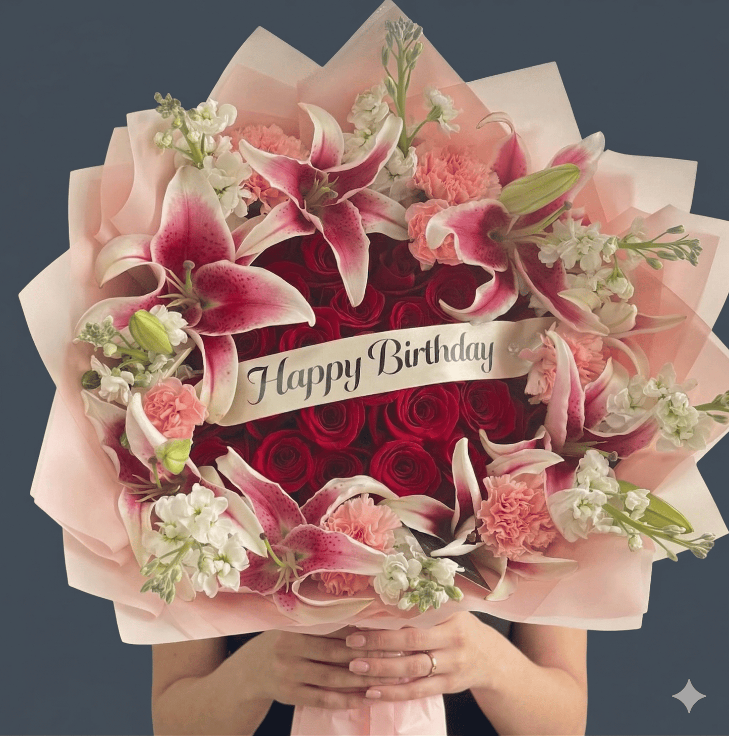 Custom Banner Red Roses & Lilys - Best Seller - Magic World Flowers