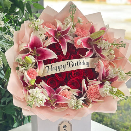 Custom Banner Red Roses & Lilys - Best Seller - Magic World Flowers